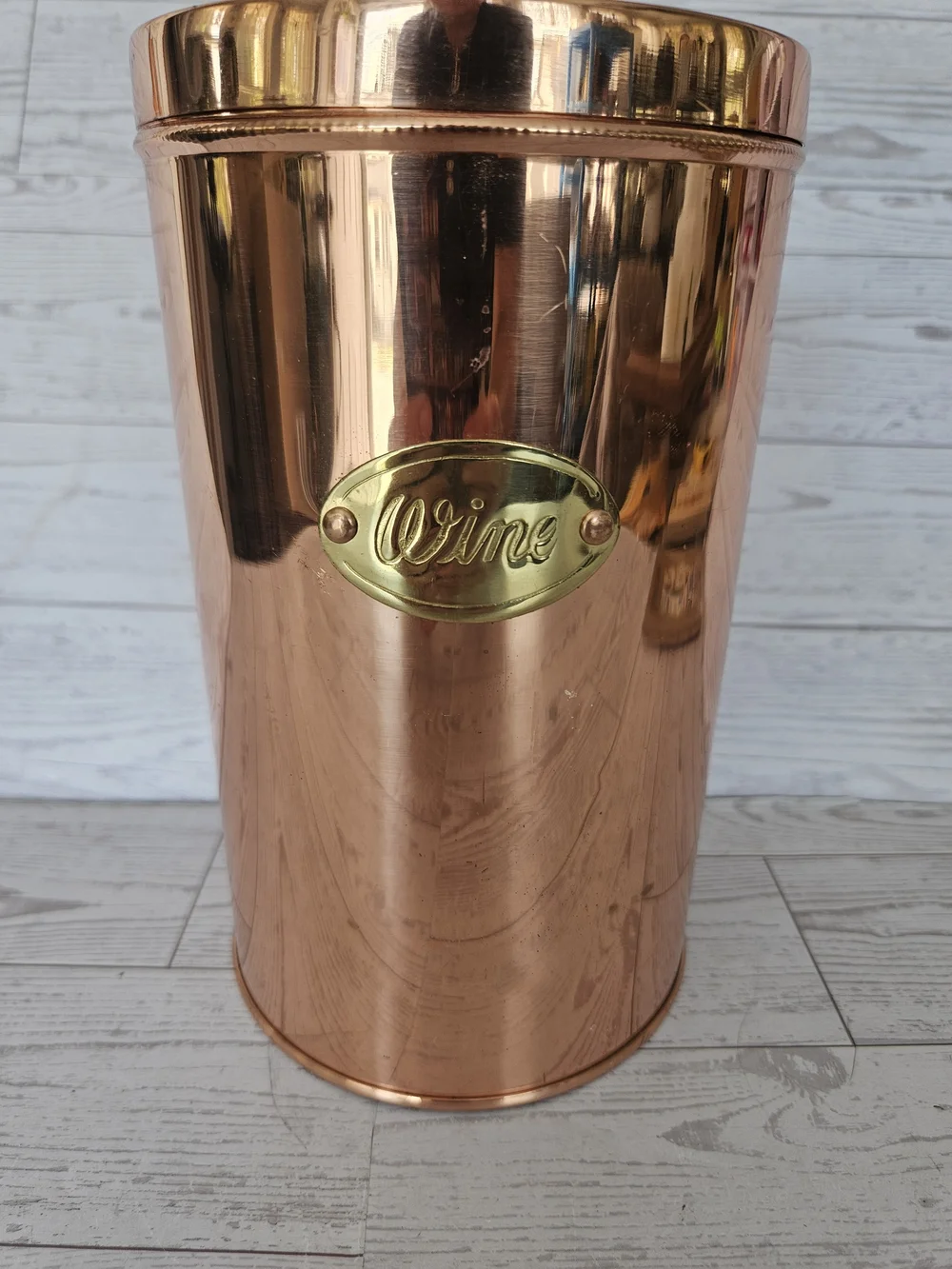Copper Tone Wine Cooler Ice Bucket with Brass Plaque